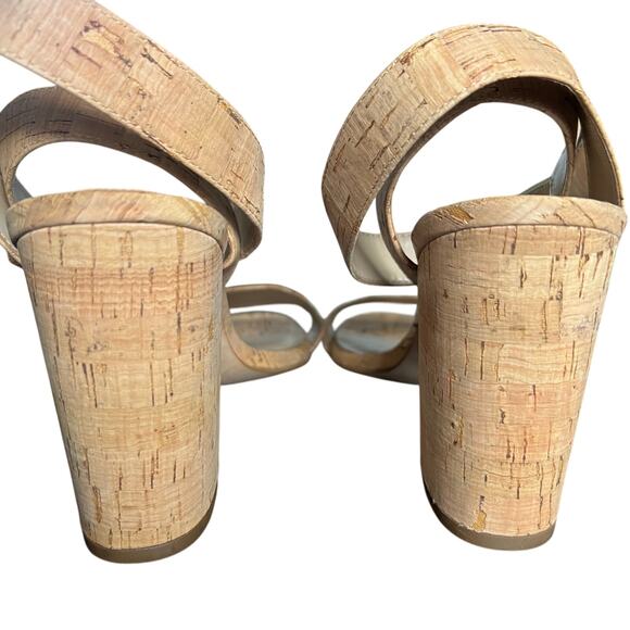 Ann Taylor Leda Natural Cork Block High Heel Sandal Size 8 1/2 - Picture 6 of 10
